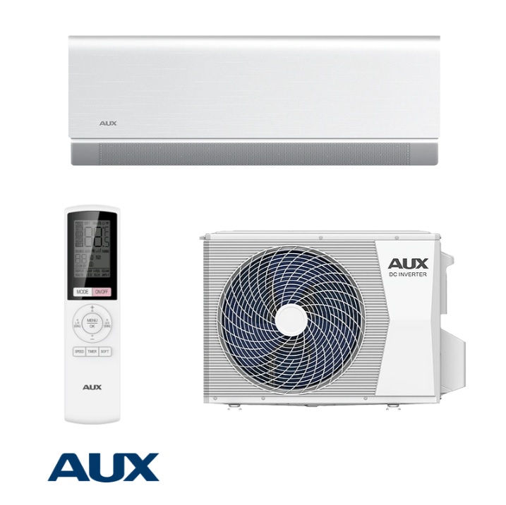 AUX C Smart Premium White. Beprievanová klimatizácia biela farba, diaľkové ovládanie, vonkajšia jednotka